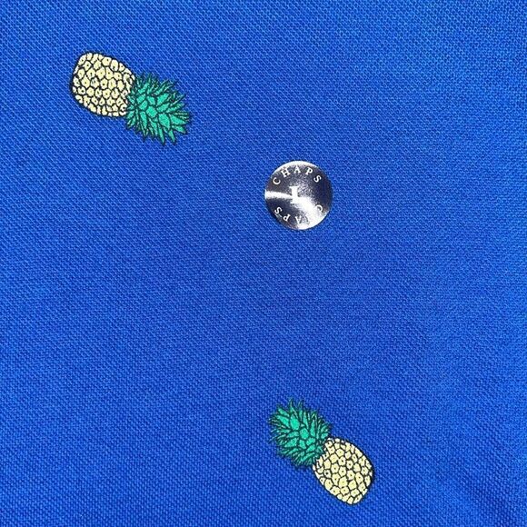Blue Chaps Pineapple Cotton travel swingers golf polo shirt L NEW w/0 tags mens - Picture 3 of 3